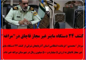 کشف ۲۴ دستگاه ماینر غیر مجاز قاچاق در”مراغه