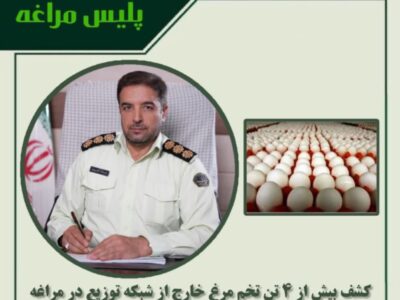 🔴کشف بیش از ۴ تن تخم مرغ خارج از شبکه توزیع در مراغه