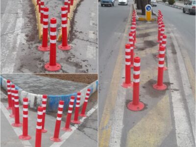 افزایش ایمنی معابر مراغه با نصب ۷۰۰ بولارد و استوانه ترافیکی